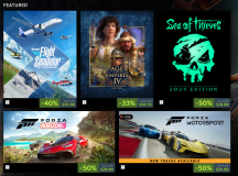 a screen showing several Xbox Game Studios games on sale at Steam, with large percentage discounts and very low prices